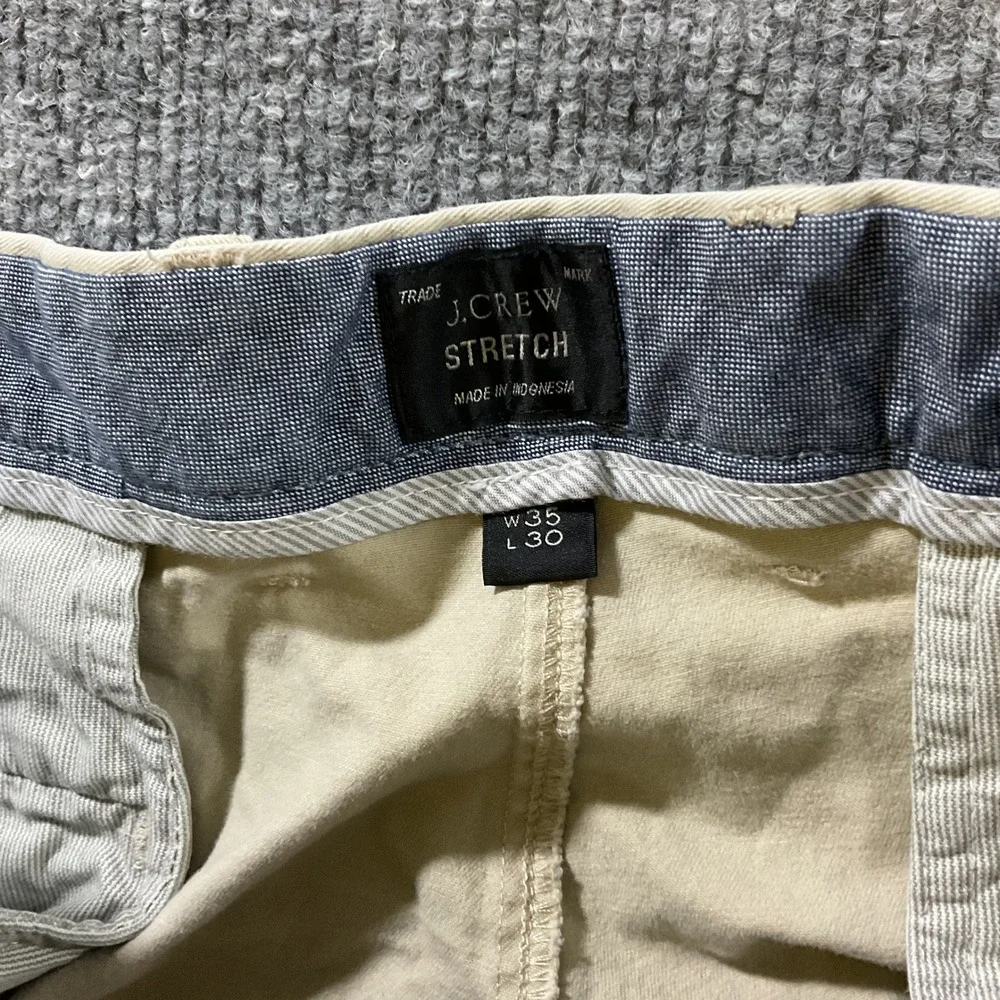 J.Crew Stretch Chino Pants Mens 35x30 Athletic Fit Khaki Tan Twill Trousers